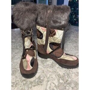 COACH SASHA Fur Quilted Insulated Zippered Cold Weather Winter Women's Boots 8.5